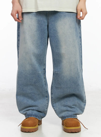 mens-wide-leg-casual-jeans-ia502 / Light blue