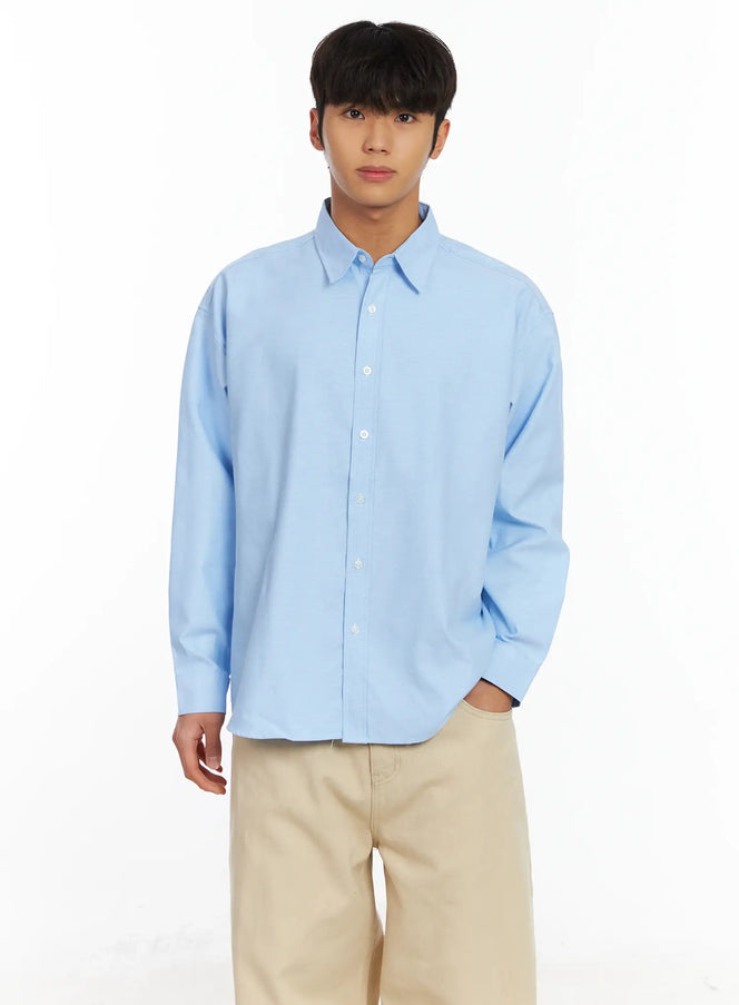 mens-basic-oxford-shirt-if504 / Light blue