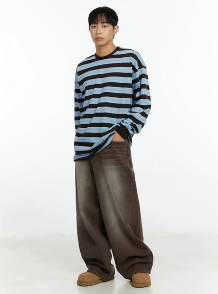 mens-striped-long-sleeve-t-shirt-if510 / Light blue