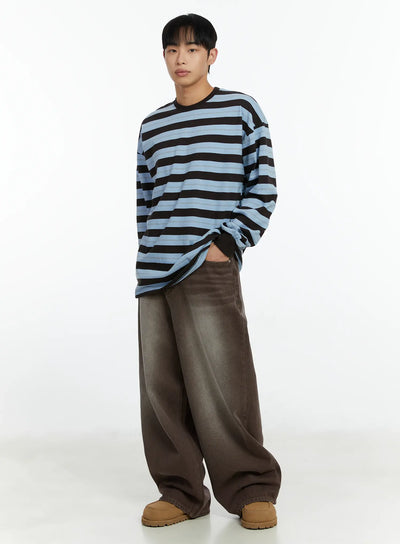 mens-striped-long-sleeve-t-shirt-if510 / Light blue