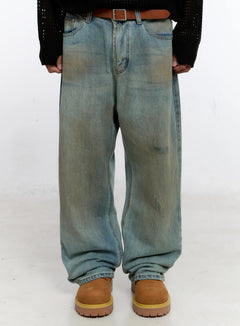 mens-vintage-wash-wide-fit-jeans-is529 / Light blue