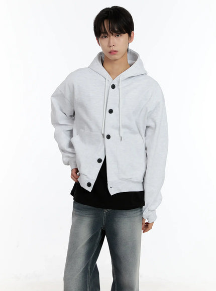 mens-buttoned-hoodie-id502 / Light gray