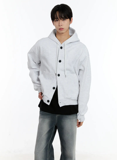 mens-buttoned-hoodie-id502 / Light gray
