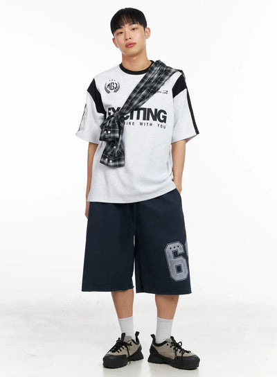 mens-graphic-varsity-t-shirt-ia502 / Light gray