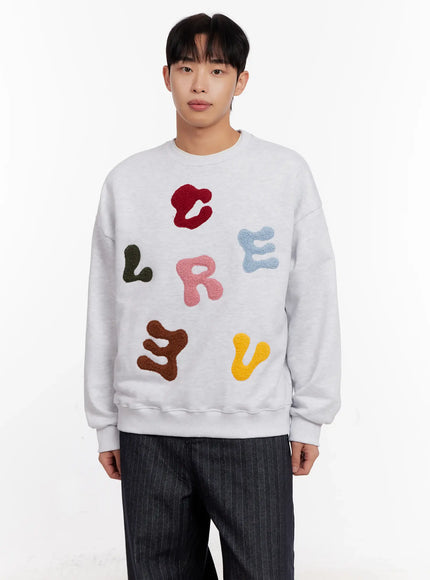 colorful-patched-graphic-sweatshirt-io523 / Light gray