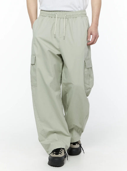 mens-wide-cargo-pants-light-gray-iy506 / Light gray