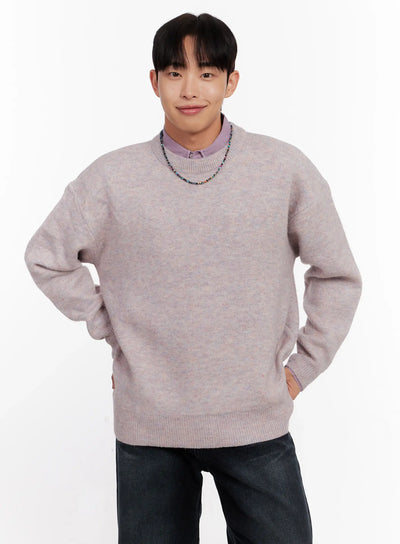 mens-round-neck-sweater-io528 / Light purple
