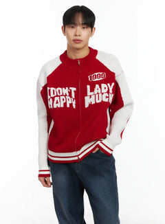 bold-retro-knit-jacket-id515 / Red