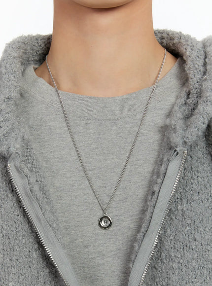 button-charm-chain-necklace-id502 / Silver