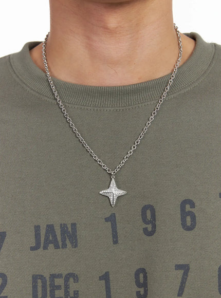 cubical-star-chain-necklace-ij521 / Silver