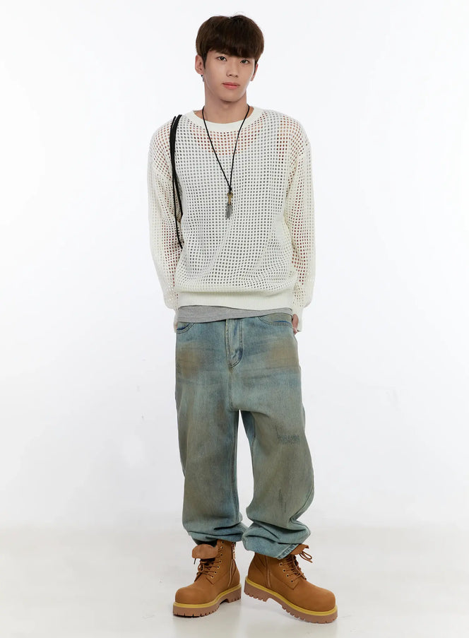Men's Mesh Knit Sweater IS529