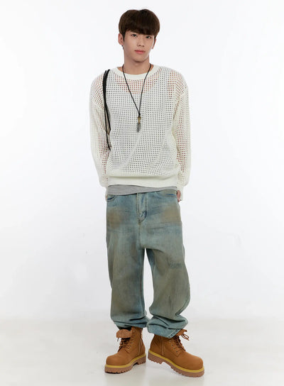 Men's Mesh Knit Sweater IS529