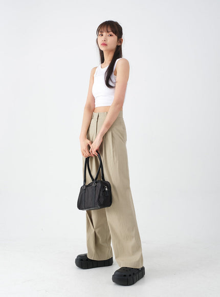 Wide Leg Tailored Pintuck Trousers CM3