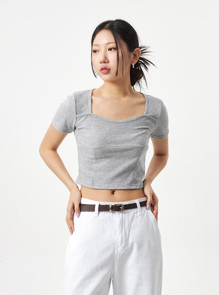 Heart Neck Cropped Tee CA320