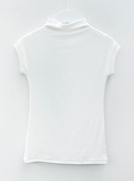 Half Turtleneck Sleeveless Ribbed T-shirt L1002