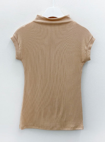 Half Turtleneck Sleeveless Ribbed T-shirt L1002