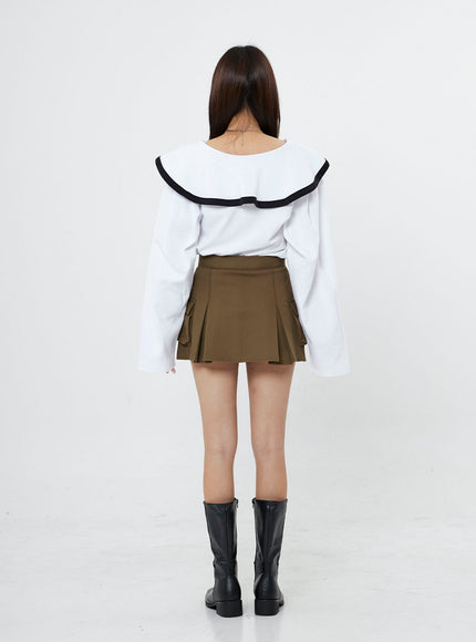 Pleated Cargo Mini Skirt BO13