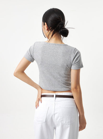 Heart Neck Cropped Tee CA320