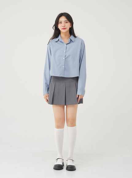 Basic Tone Down Color Crop Shirt BG23