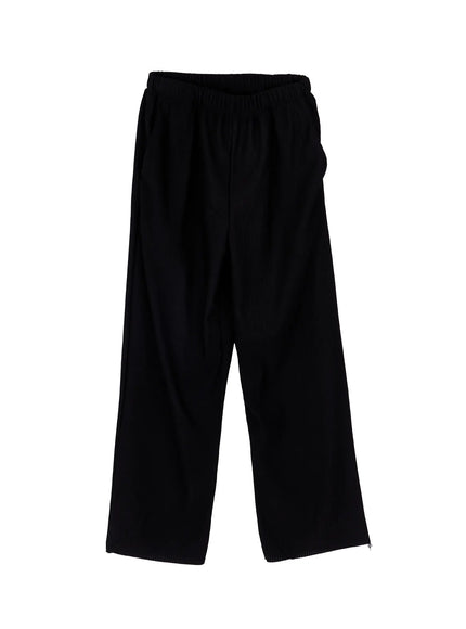 Men's Pleated Wide Leg Pants (Black) IY504