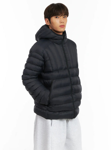 mens-lightweight-hooded-puffer-jacket-id511 / Black