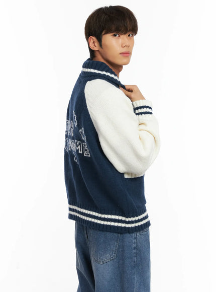mens-graphic-varsity-style-knit-jacket-id511 / Blue