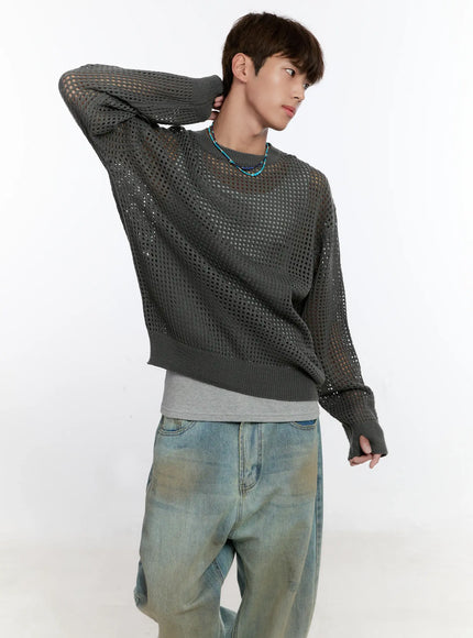 Men's Mesh Knit Sweater IS529