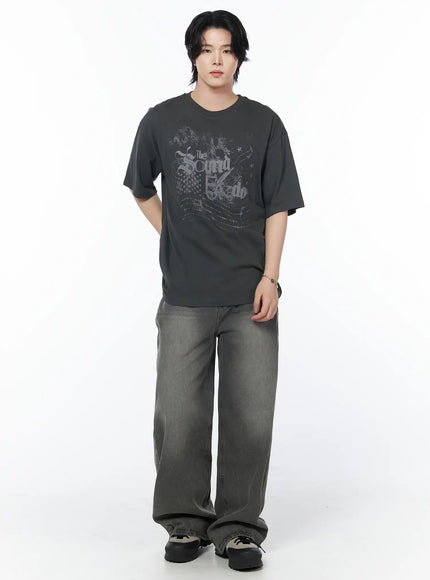 mens-street-style-graphic-print-t-shirt-iy522 / Dark gray