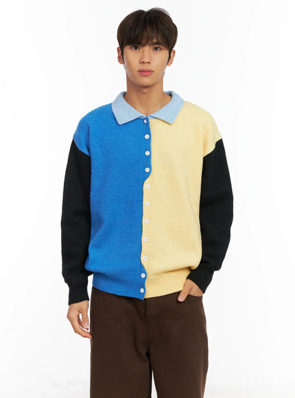 mens-colorblock-collared-cardigan-id511