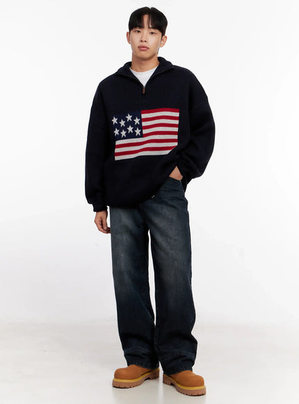 mens-flag-graphic-half-zip-sweater-io528