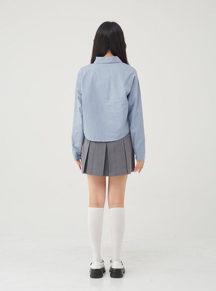 Basic Tone Down Color Crop Shirt BG23