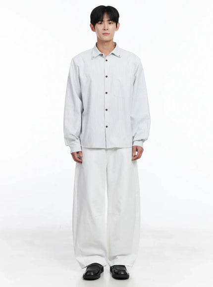 mens-simple-striped-button-up-shirt-ij521