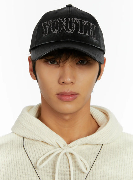 Crackle Faux Leather Youth Cap ID524
