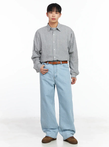 Men's Light Washed Wide Leg Jeans IM511