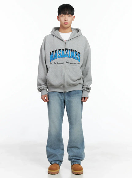 Men's Graphic Magazine Zip-Up Hoodie IN518