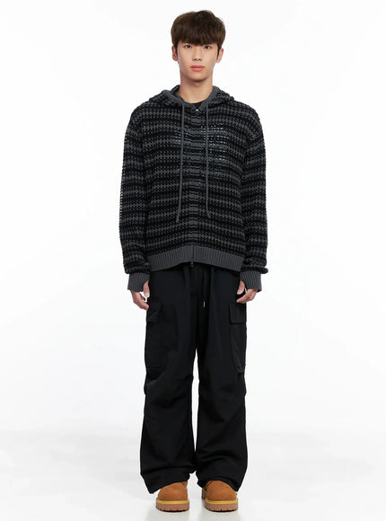 mens-striped-textured-double-zip-up-hoodie-io506
