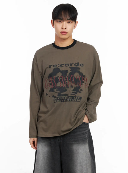 Men's Glitch Graphic Long Sleeve Top IM516