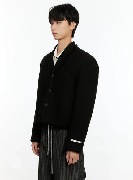 Men's Fringe Detail Cropped Wool Jacket IN503