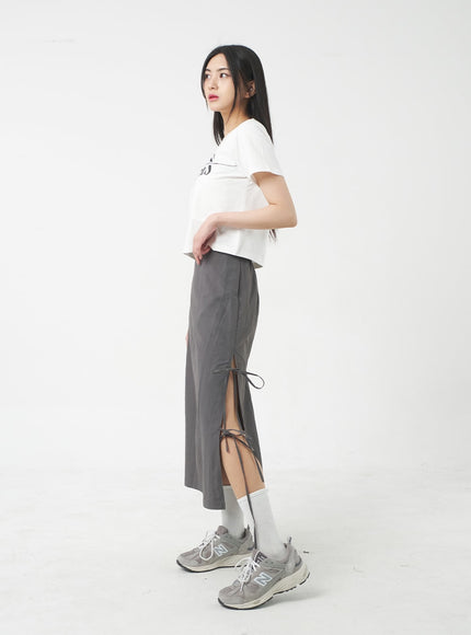 Side Slit Nylon Maxi Skirt BY312