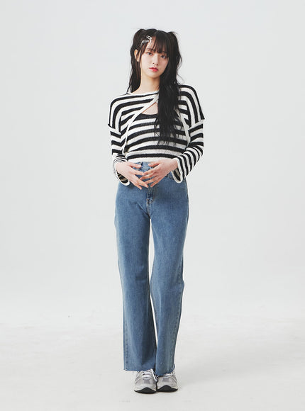 Straight Leg Blue Jeans BA303