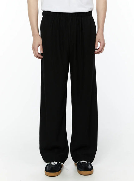 Men's Pleated Wide Leg Pants (Black) IY504