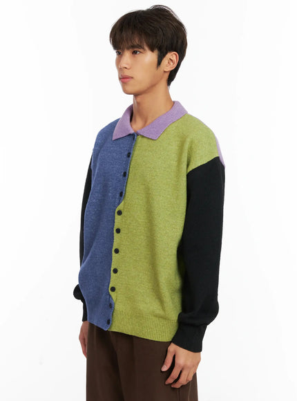 mens-colorblock-collared-cardigan-id511
