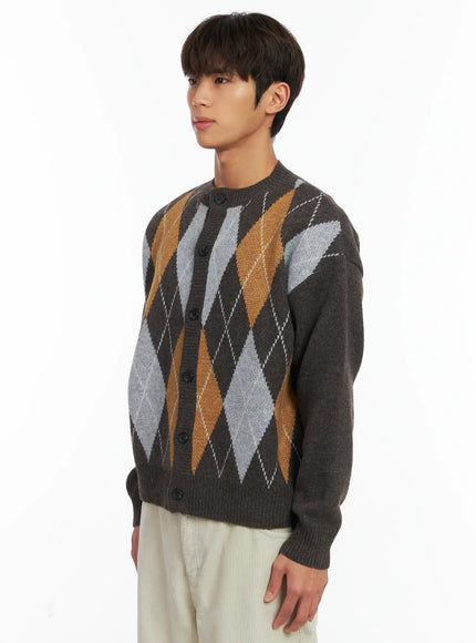 Men's Argyle Knit Cardigan ID511