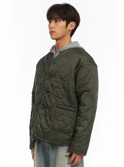 Men's Graphic Print Quilted Jacket ID511