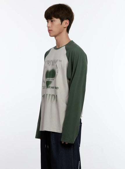 Men's Graphic Raglan Long Sleeve T-Shirt IS529