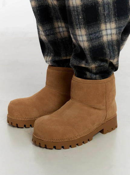 Men's Warm Beige Shearling Boots ID502