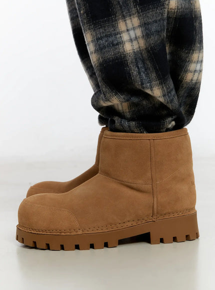 Men's Warm Beige Shearling Boots ID502
