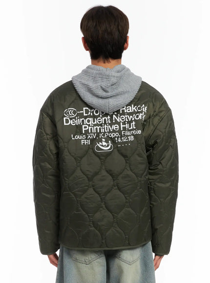 Men's Graphic Print Quilted Jacket ID511