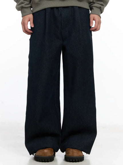 Men's Street Style Lettered Wide Jeans IJ521