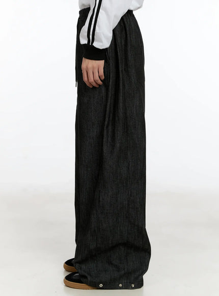 Men's Snap Button Wide-Leg Jeans ID502